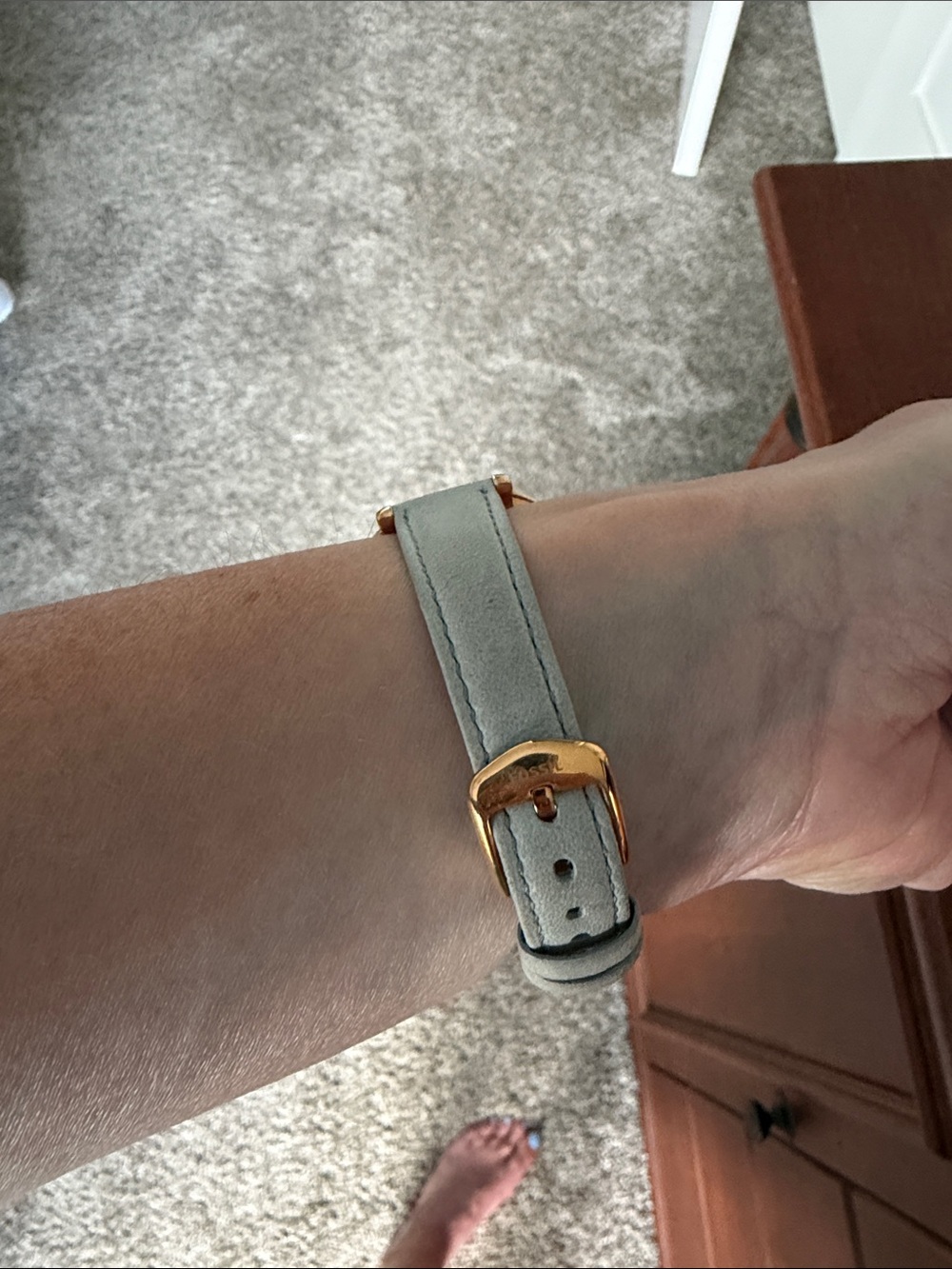 Fossil Rose Gold Watch with Light Blue Grey Leather Strap - Picture 3 of 4